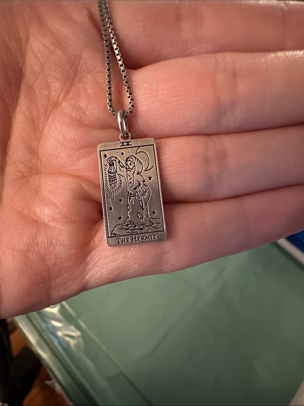 Tarot 'The Hermit' Silver Pendant Necklace